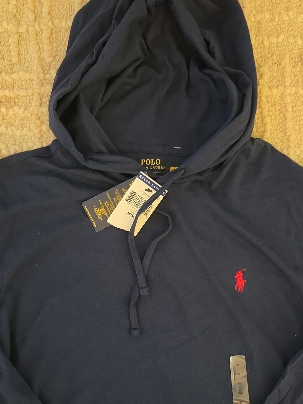 Polo Ralph Lauren Men's Jersey Hooded T-Shirt Navy Blue Red Pony - Size M NWT